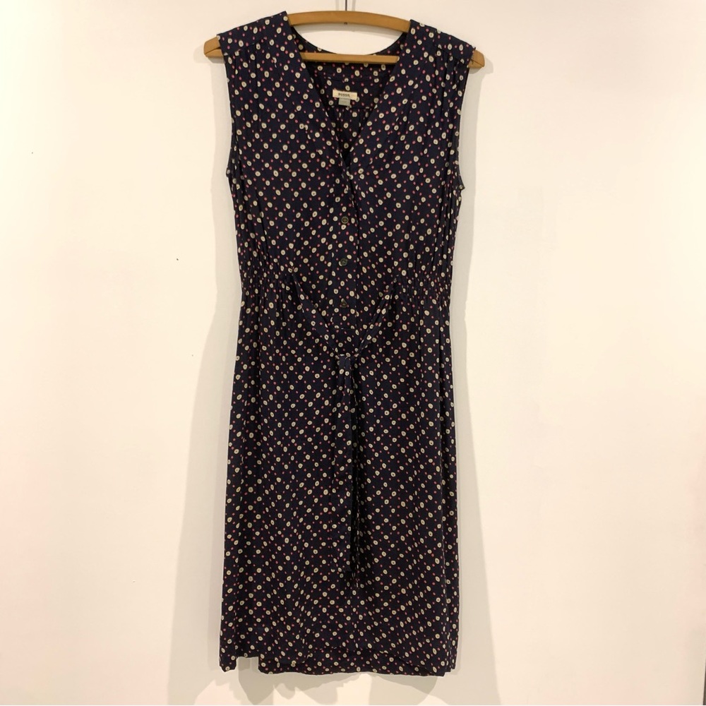 Silk Blend Navy Midi Dress